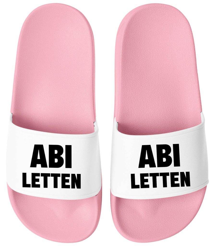 Badeschlappen Damen Abiletten - Abitur Geschenke Schulabschluss Abi - Badelatschen mit Aufdruck Bedruckt Badeschuhe Frauen Moonworks
