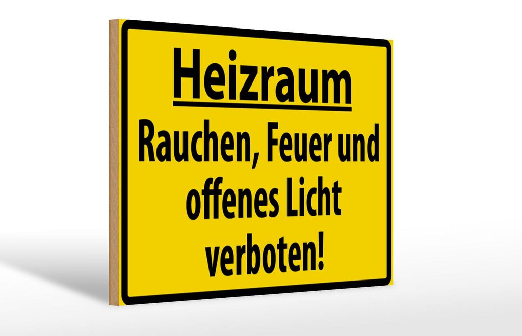 Holzschild Warnschild 30x20cm Heizraum Rauchen verboten