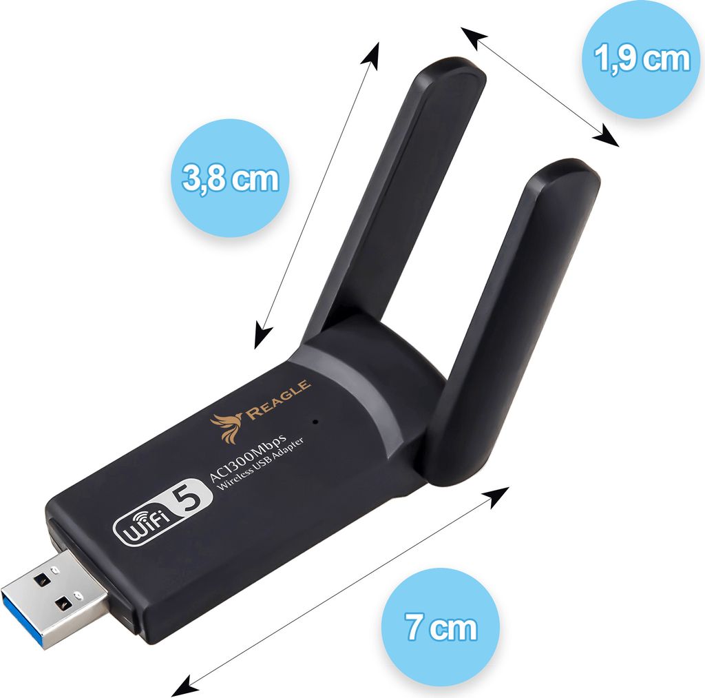 Externí síťový adaptér WI-FI USB 3.2 WiFi 1300Mbps 2,4GHz Obrázek produktu 6