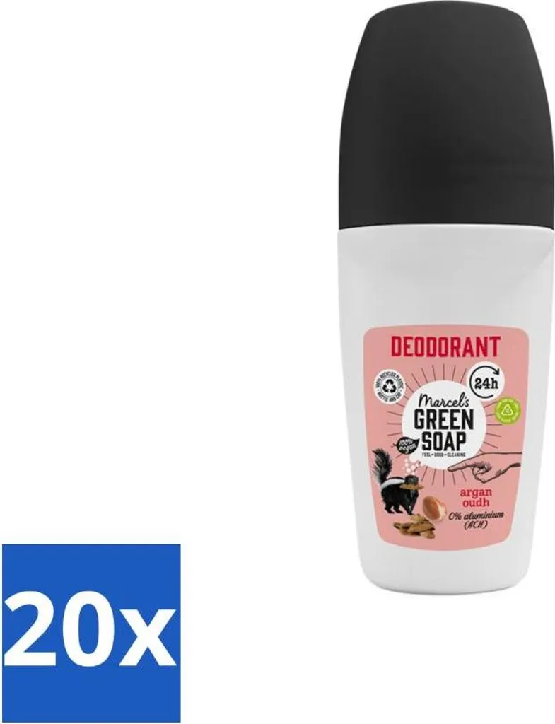Marcel's Green Soap Deodorante Argan & Oudh 50ml - Set Risparmio 20 Pezzi