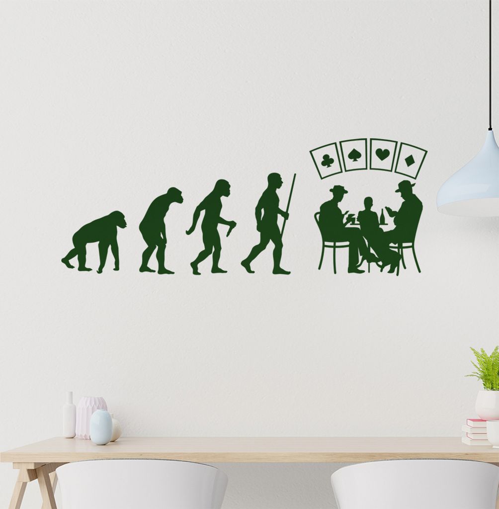 Kartenspiel Pokern Evolution Wandtattoo Wandaufkleber Wall Sticker - Dekoration, Küche, Wohnzimmer, Schlafzimmer, Badezimmer