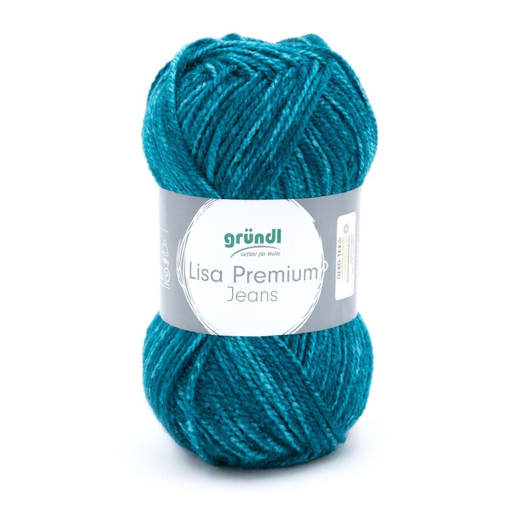 Gründl Wolle Lisa Premium Jeans 50 g grünblau meliert Produktbild 