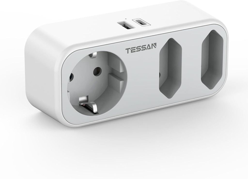 TESSAN Mehrfachstecker 3 Fach Steckdosenadapter mit 1 USB C Produktbild 