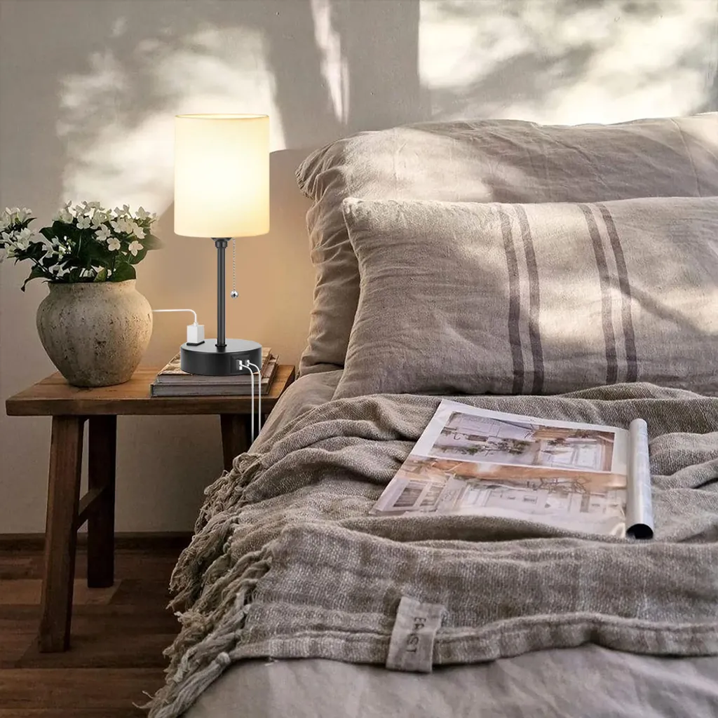 Lampe de chevet USB LED E27 réglable pour en finir avec les câbles emmêlés