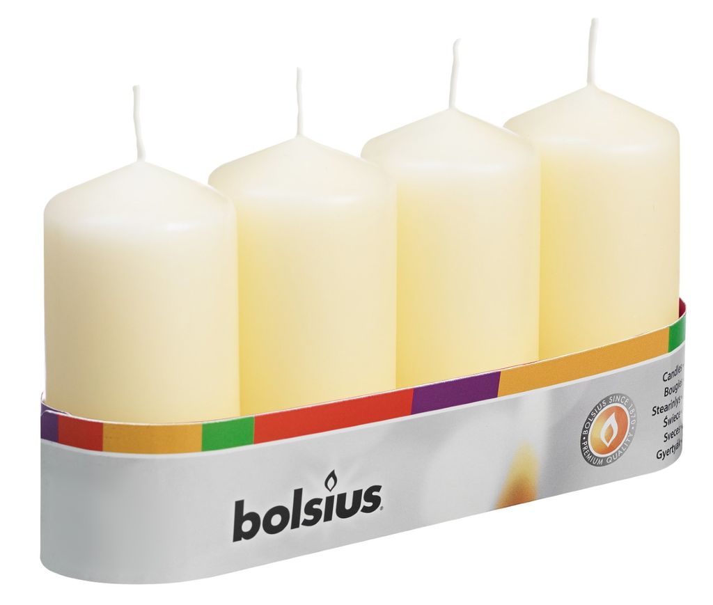 Bolsius Stumpenkerzen Elfenbein 100/48mm 4er