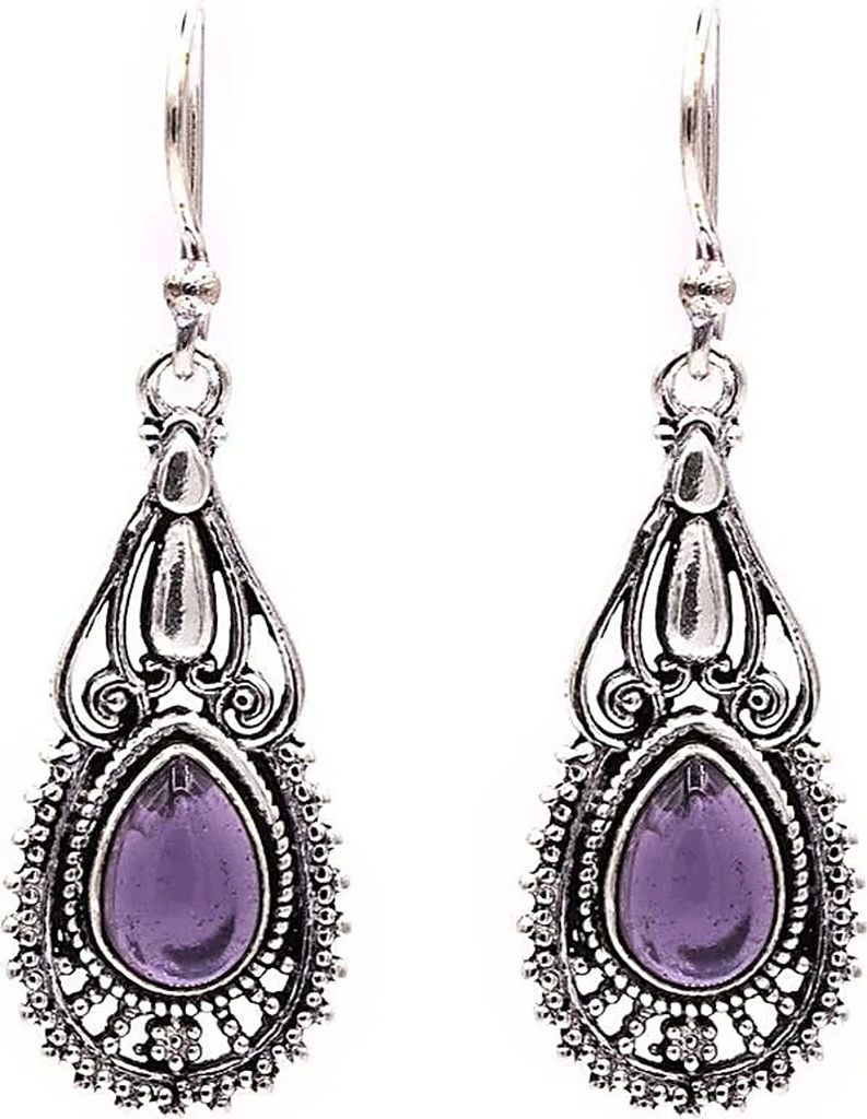 Ohrringe Bohemian mit Amethyst – 3 x 1,5 cm
