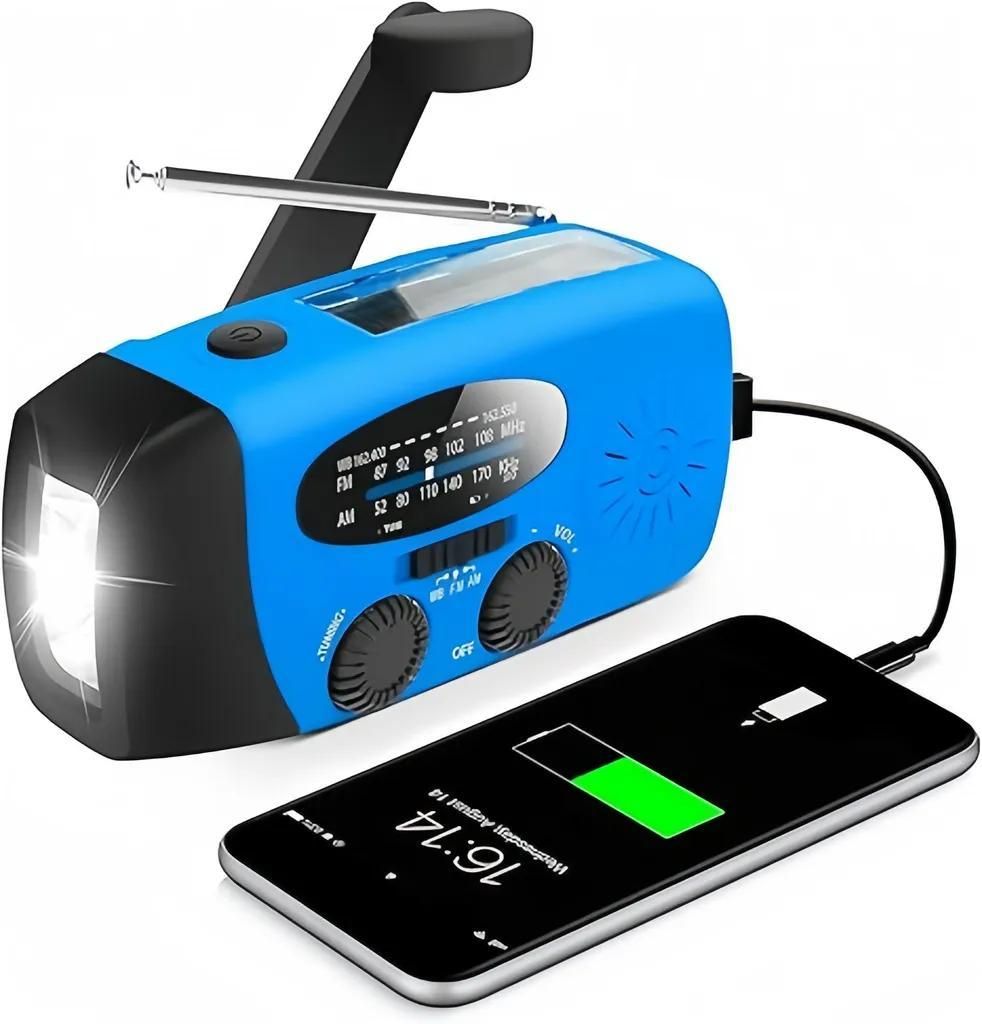 Solar radio,Selbstbetriebenes Kurbelradio mit LED-Taschenlampe,Notfallradio AM/FM Wetter Wind Up Radio, Handkurbel-Dynamo für Notladung von Smartp...