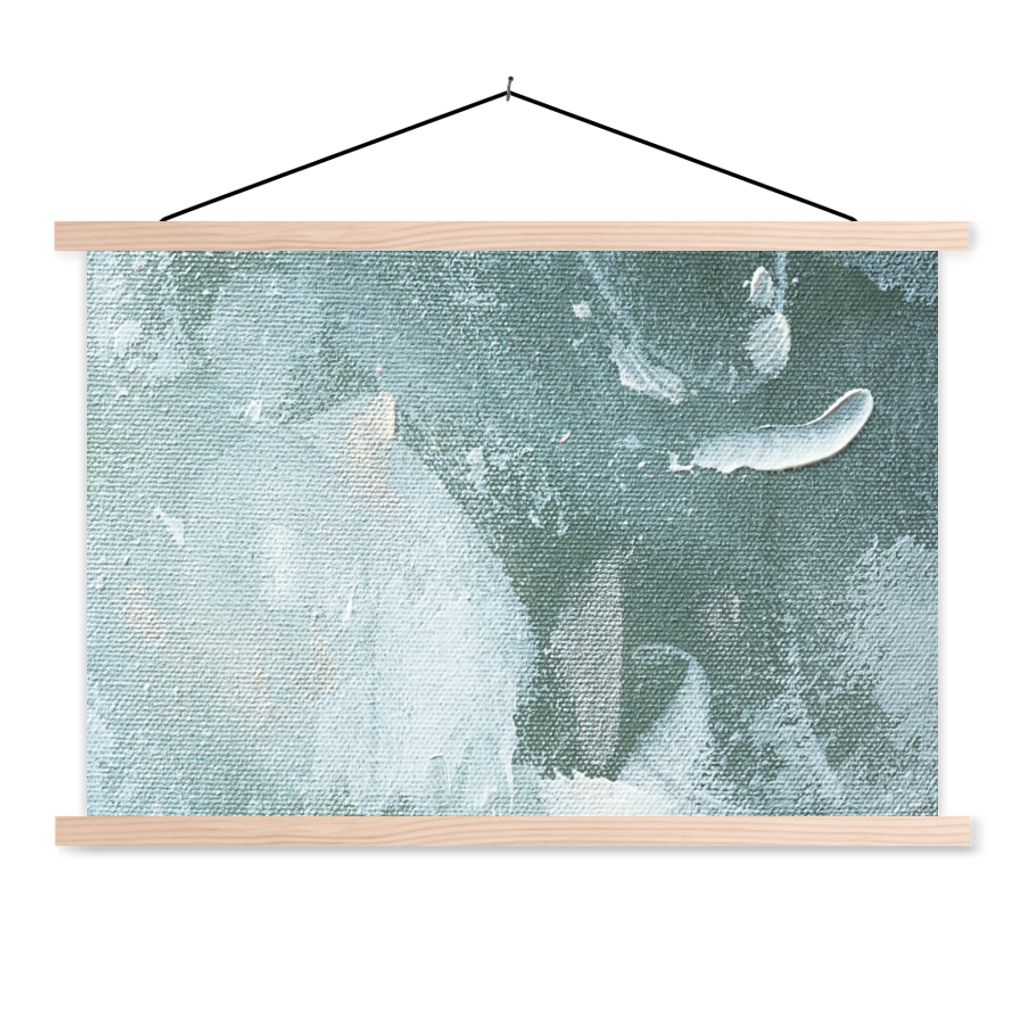 MuchoWow Textilposter Acrylfarbe - Abstrakt - Design 120x80 cm mit holzfarbenen Rahmen - Aufhängeset