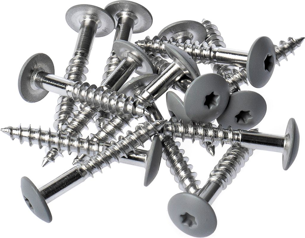 HPL- Schrauben, Fassadenschraube, Edelstahlschraube mit Kopflackierung | VIELE FARBEN | Faserzement, Holzpaneele, Alu Verbund (Staubgrau (RAL 7037)...