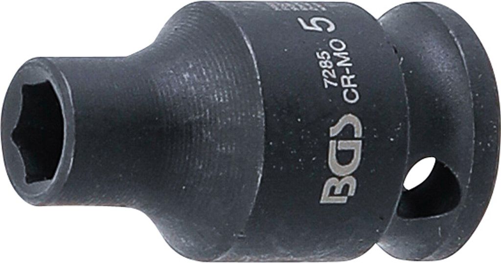 BGS 7285 Kraft-Steckschlüssel-Einsatz 6-kant 5 mm Antrieb Innenvierkant 6,3 mm (1/4"), SW 5 mm