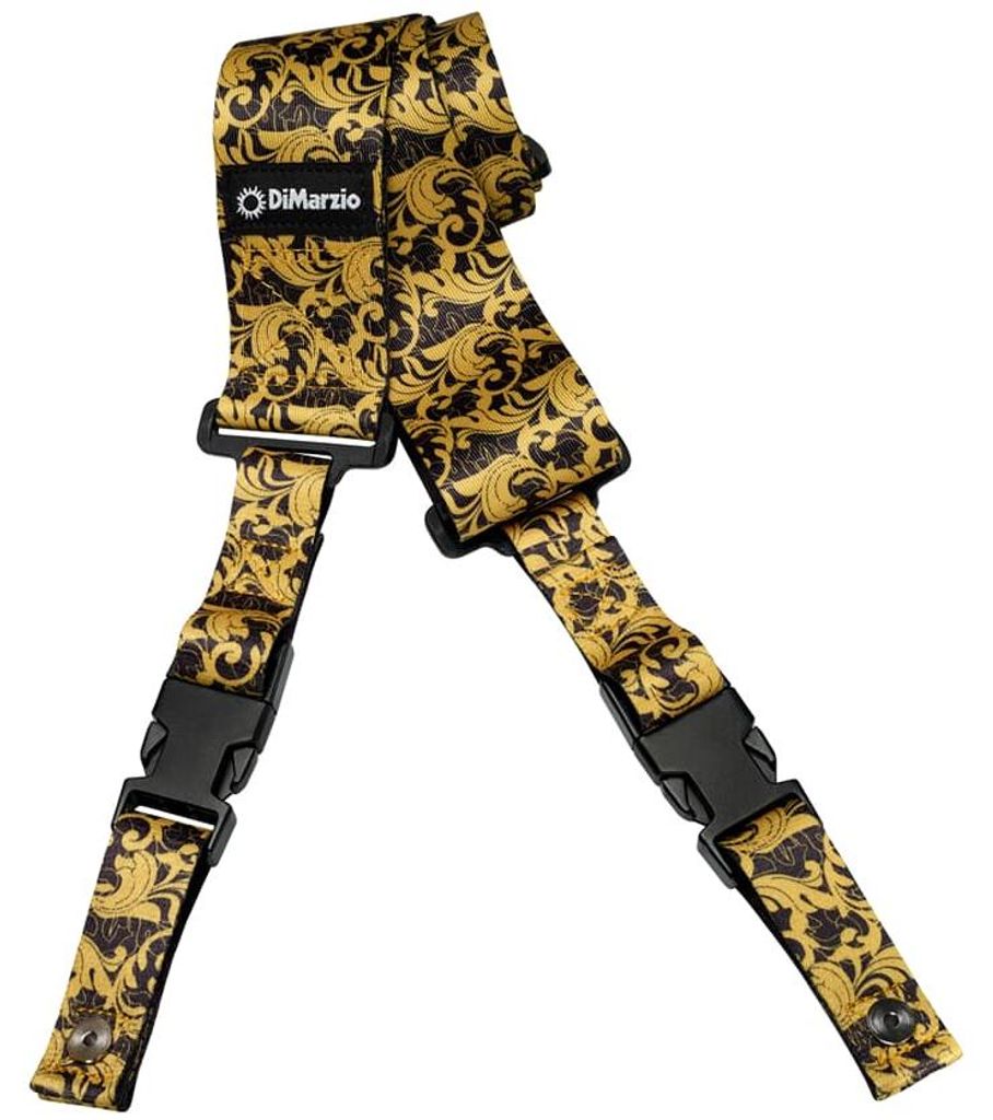 DiMarzio Steve Vai ClipLock - UtoPIA Black & Gold Guitar Strap Extra Short DD2250S