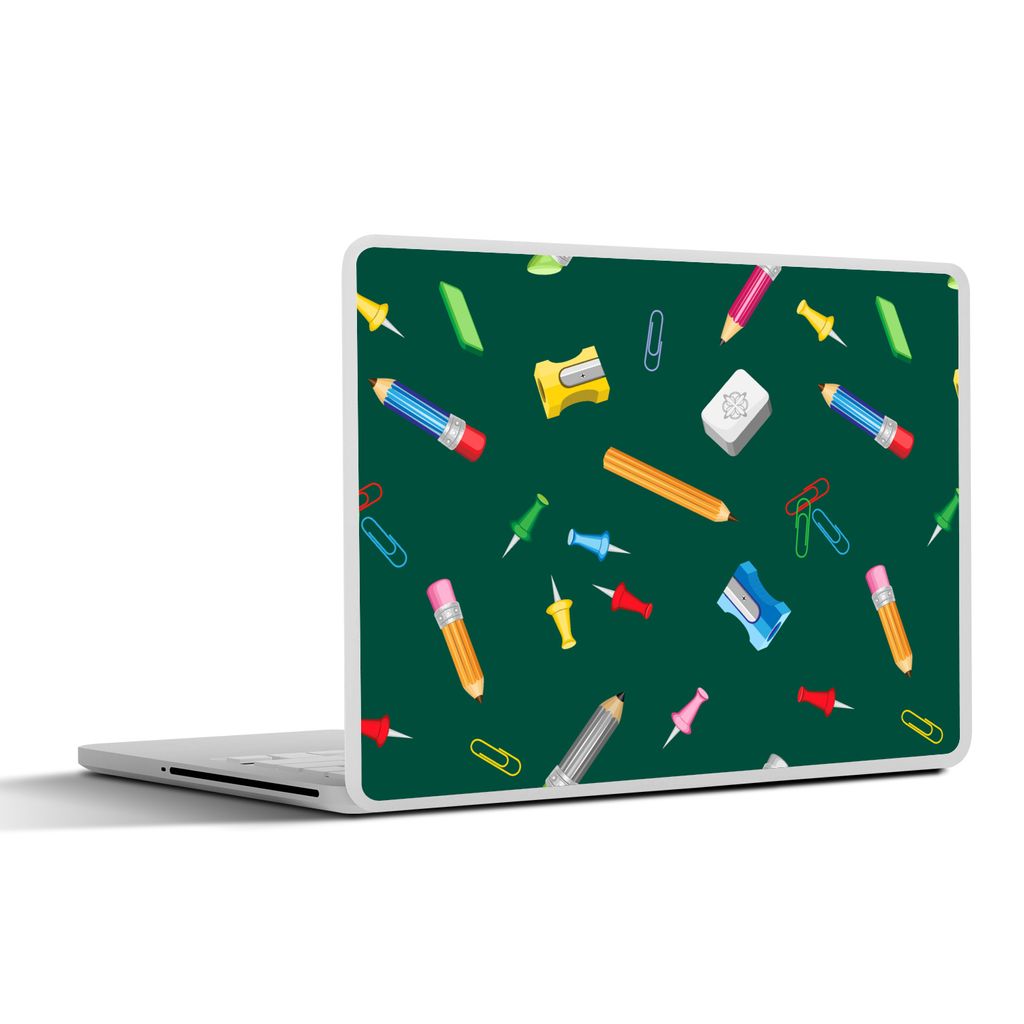 MuchoWow Laptop Aufkleber Sticker Cover Büro - Muster - Bleistifte 25x18 cm - Laptop-Deko
