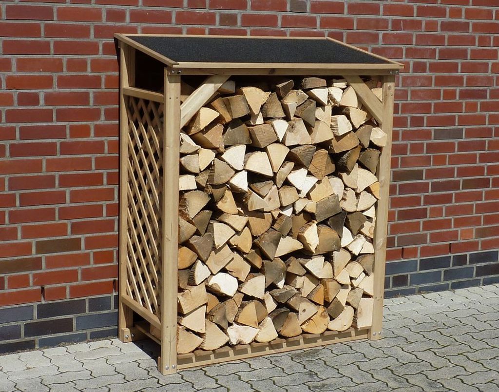 Kaminholzregal 'Speyer', natur, Maße: B 119,5 x T 68 x H 148 cm mit Dachpappe
