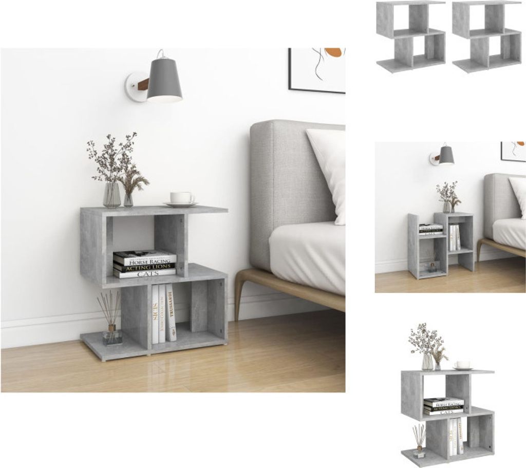 A collage of images showing bedside tables in a bedroom setting and product shots.