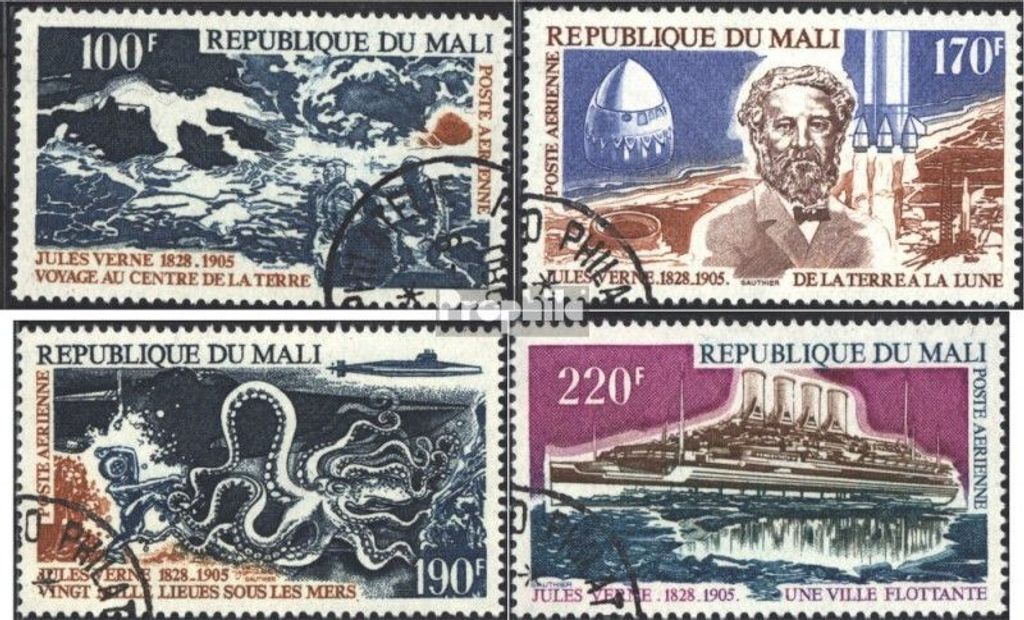 Briefmarken Mali 1975 Mi 476-479 (kompl.Ausg.) gestempelt 70. Todestag von Jules Verne