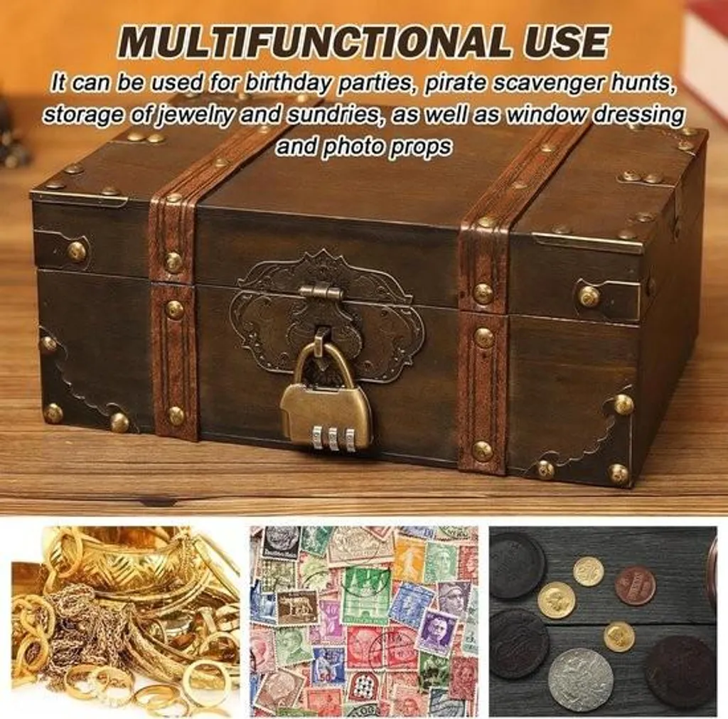 Coffret en bois vintage avec serrure à code sécurisée - Finition Artisan