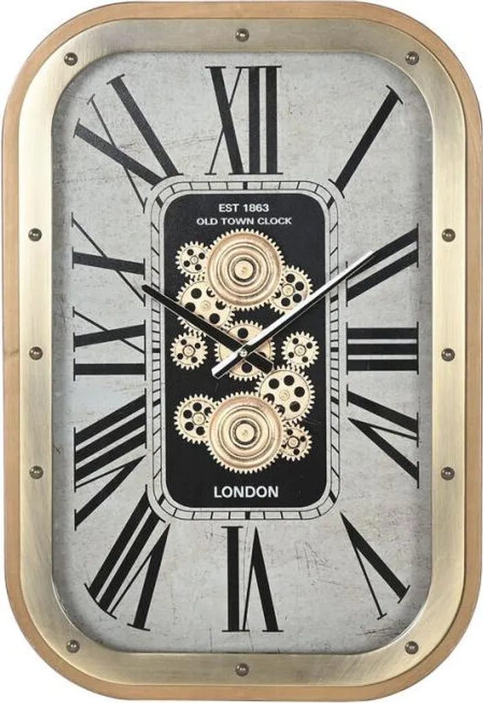 Horloge murale Home ESPRIT : l'élégance du Fer et Cristal Beige et Or