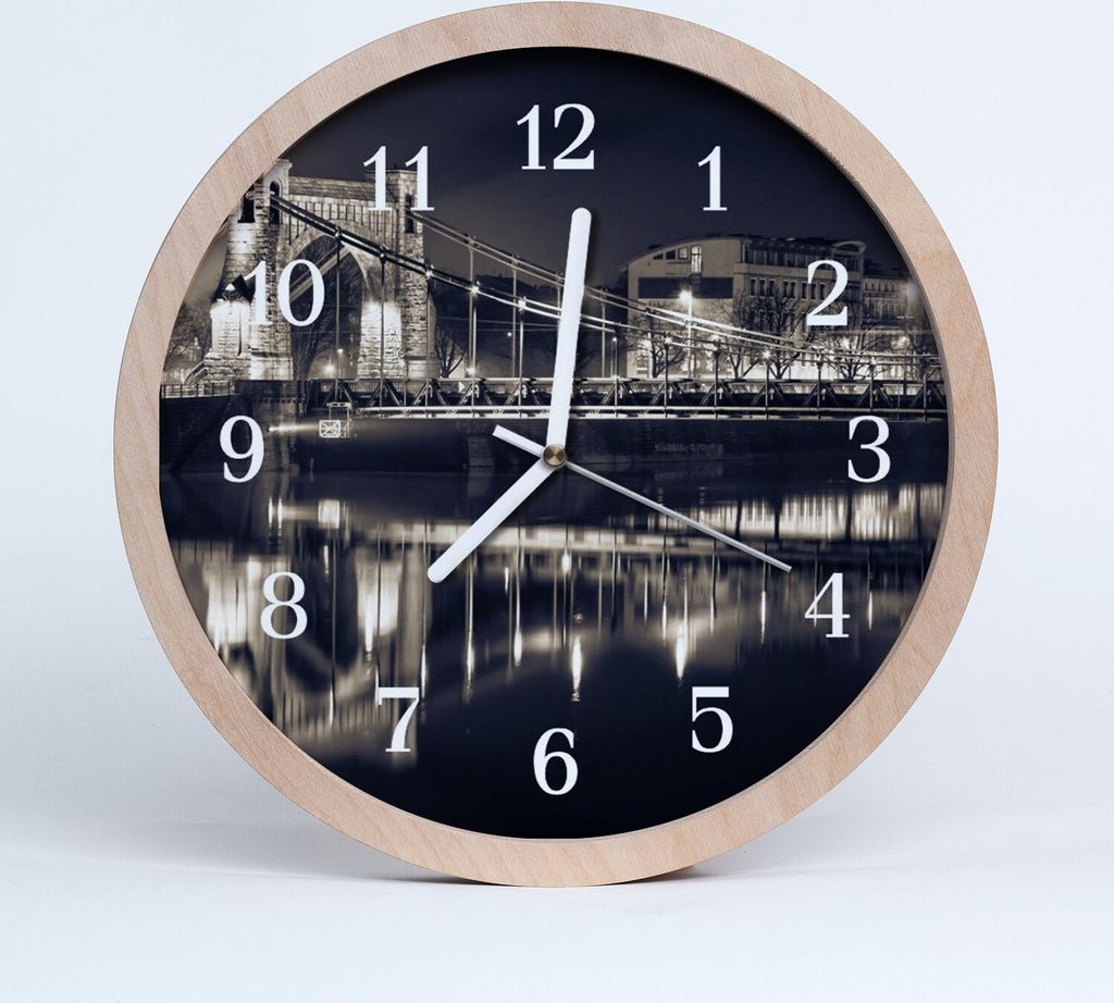Holzuhr 20fi cm wanduhr - Architektur Brücke Nacht