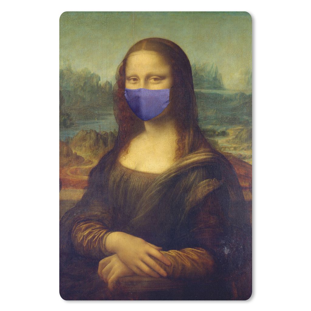 MuchoWow Mauspad Mousepad Mona Lisa - Leonardo da Vinci - Mundharmonika - Blau 40x60 cm - Mousepads - Maus Mat - Pad - Mausunterlage - Schreibtis...