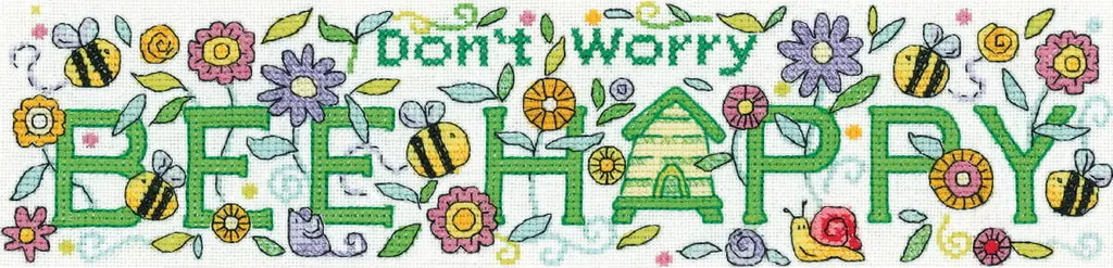 Kit Ricamo Heritage Be Happy | Design Karen Carter 28,5x7cm Aida