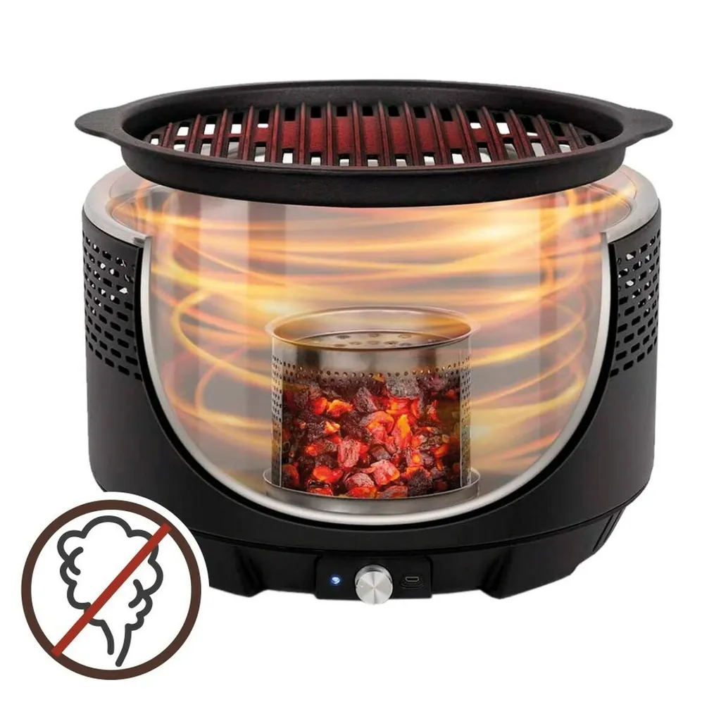 Gril de cuisson sans fumée 31 cm argenté avec ventilation active
