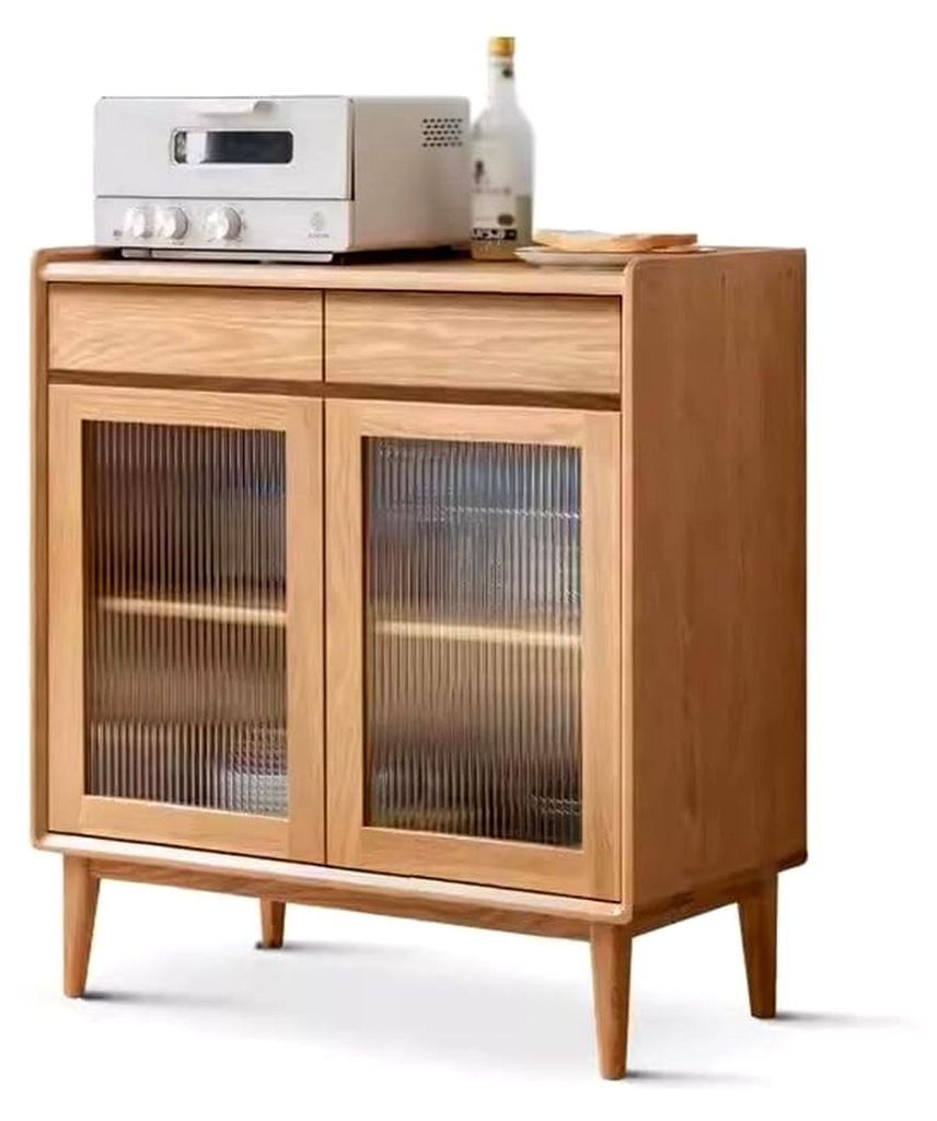 Sideboard aus Massivholz, moderner minimalistischer Teeschrank aus Eiche für kleine Wohnungen, nordischer Buffet-Schrank mit Holzaufbewahrung