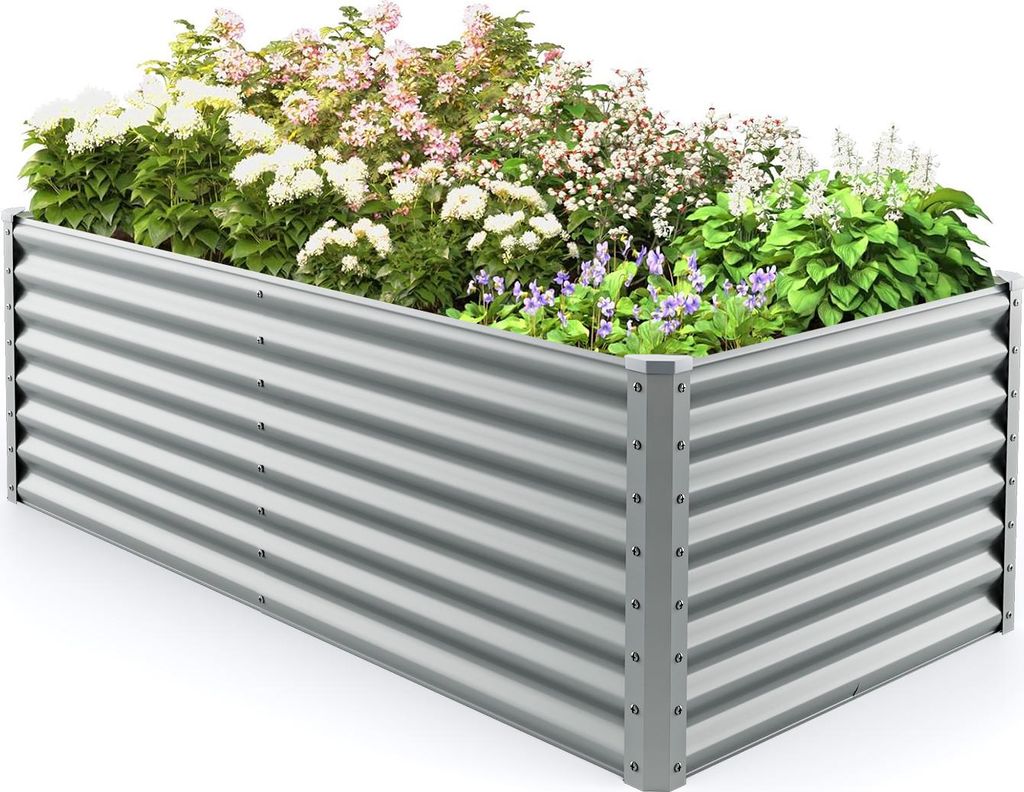 GOPLUS erhöhtes Gartenbeet aus Metall, Pflanzkasten mit Produktbild 
