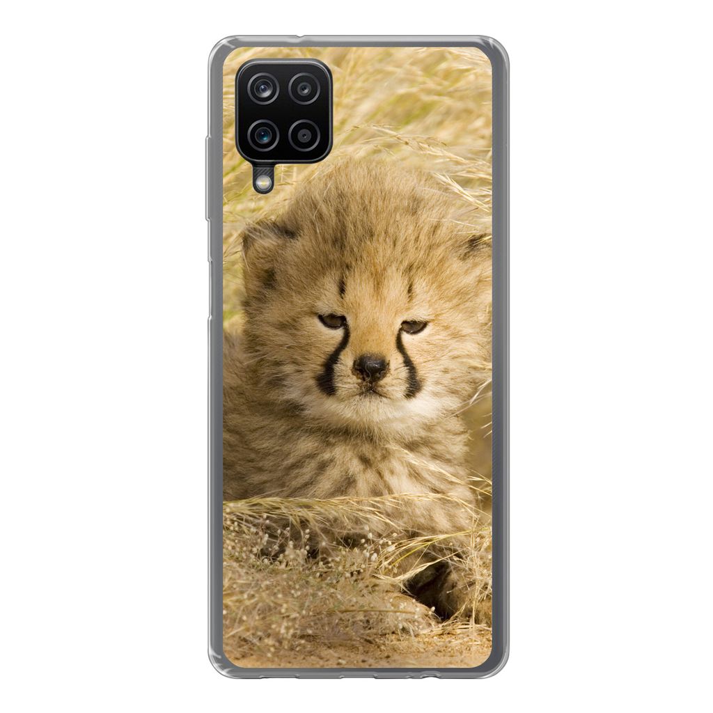 MuchoWow Handyhülle Schutzhülle Hülle für Samsung Galaxy A12 Gepard - Jung - Gras Silikon Softcase Handy Hülle - Bild