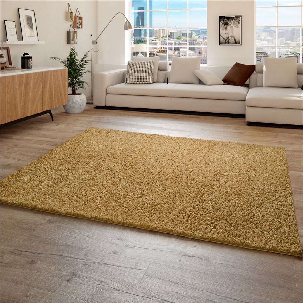 Hochflor Teppich Wohnzimmer Shaggy Langflor Modern Produktbild 