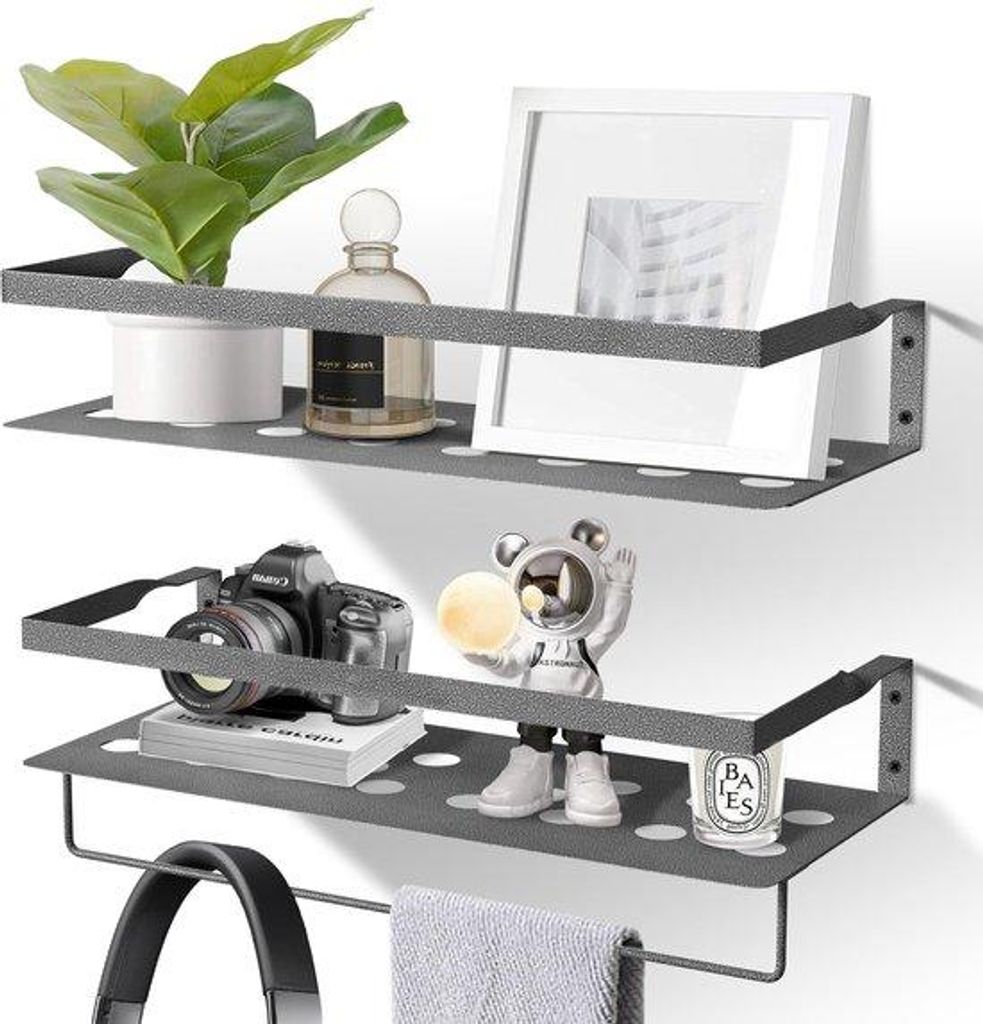 Metallischer Wandleiste, Badezimmerleiste, Küchenleiste, Set von 2, metallische Wandleiste 40 cm mit Handtuchhalter, für Wohnzimmer, Küche, Bade...