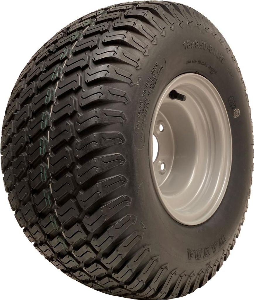 18x9.50-8 4lagig Rasen Rasenmäher Buggy Karrenreifen auf 4 Spike Felge 100mm PCD