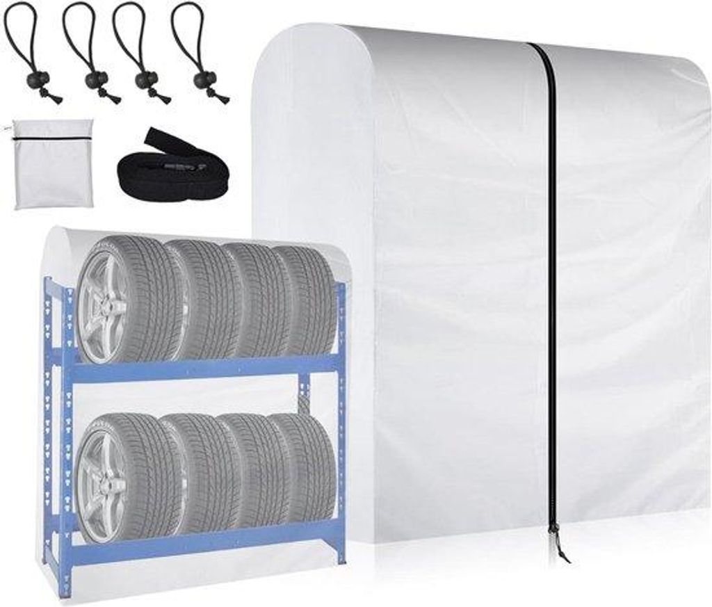 Schutzcover für Reifenstandart und Reifenaufbewahrung - wasserdicht und staubdicht - Silber - 420D Oxford - 112x145x75cm mit Reißverschluss