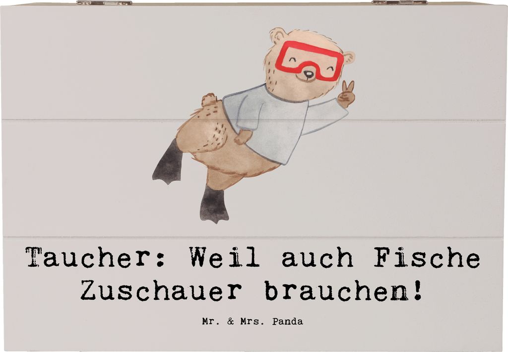 Mr. & Mrs. Panda Box Tauchen Zuschauer 22 x 15 cm - Grau Pastell - Geschenk, Abenteuer, schatztruhe, Sportler Geschenke, Kiste, exotische Fische, T...