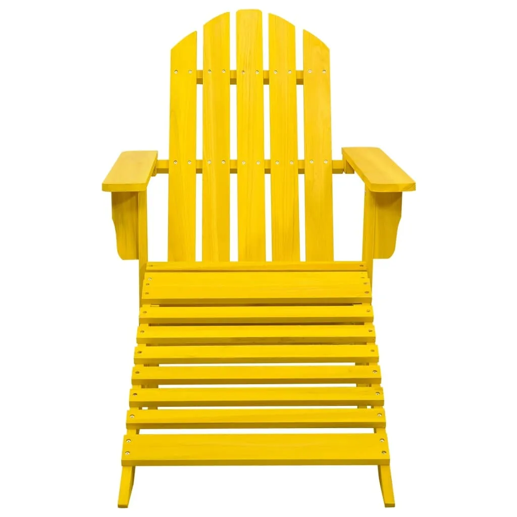 Poltrona Relax SYFAX Adirondack Gialla in Legno Massello con Pouf