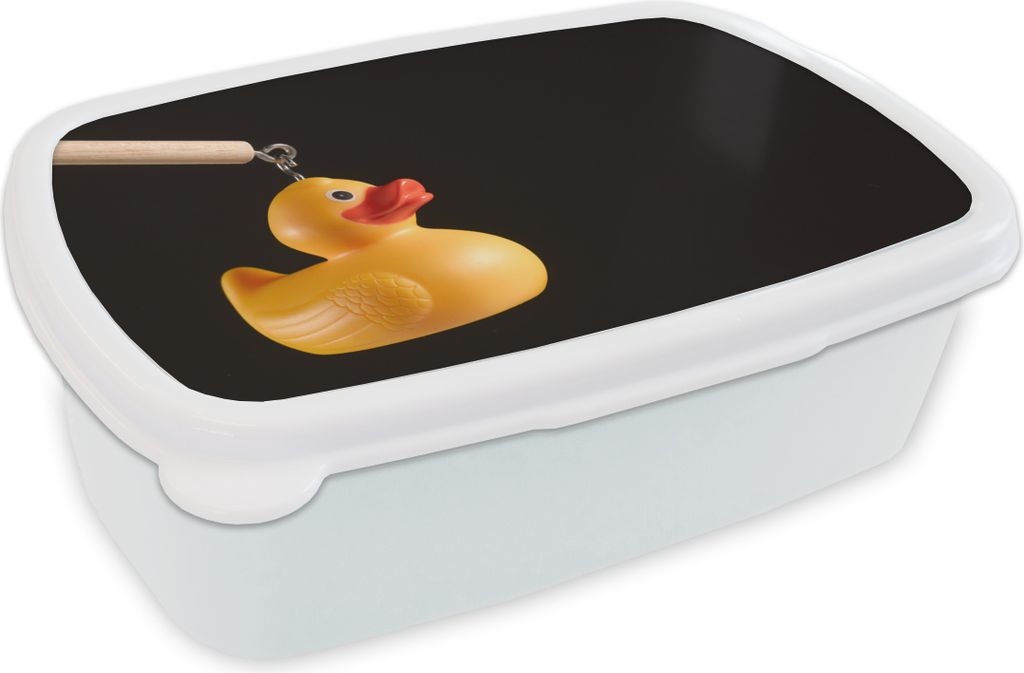 KitchenYeah Lunchbox Brotzeit Brotdose 17x11 cm Jahrmarktsbadeente auf schwarzem Hintergrund Kinder Brotzeitdose - Lunch Box - Kinder - Sandwich-...