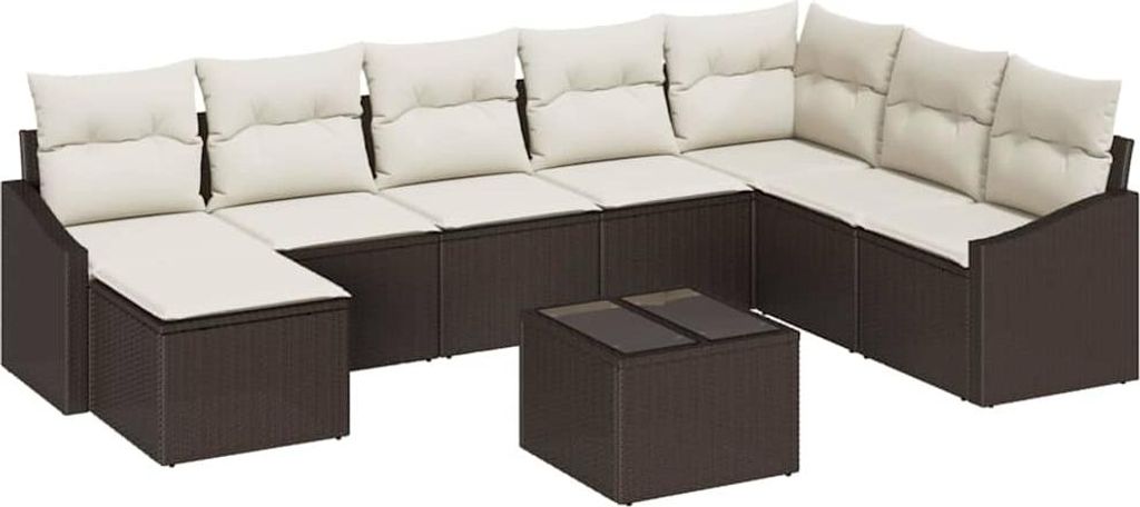 "SALE 2026" Sofa Set mit Kissen 9er Set,multifunktional& Moderne - Braun Poly-Rattan - Gartenmöbelset DE6969144