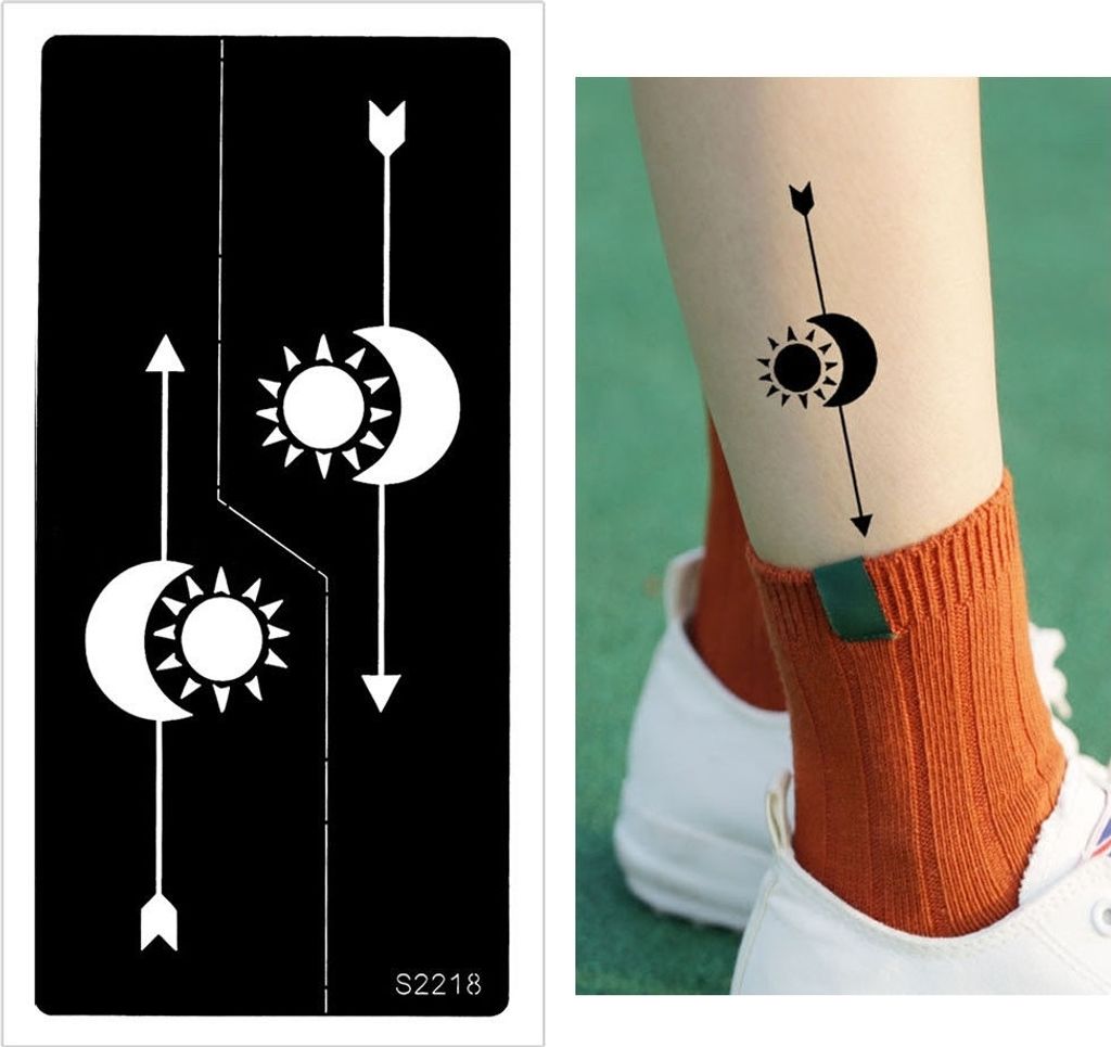 Henna Tattoo Schablone Airbrush Stencil Mond und Sonne