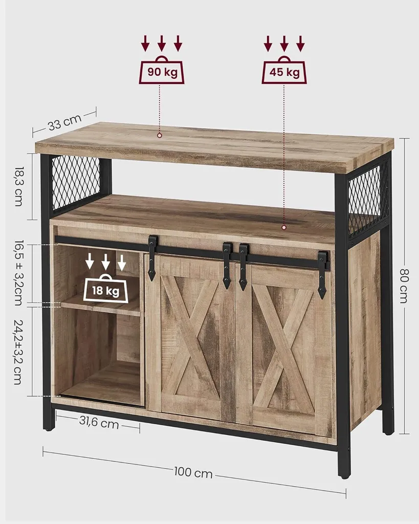 Commode Gain de Place pour Salon ou Cuisine avec Tablettes Ajustables - 3