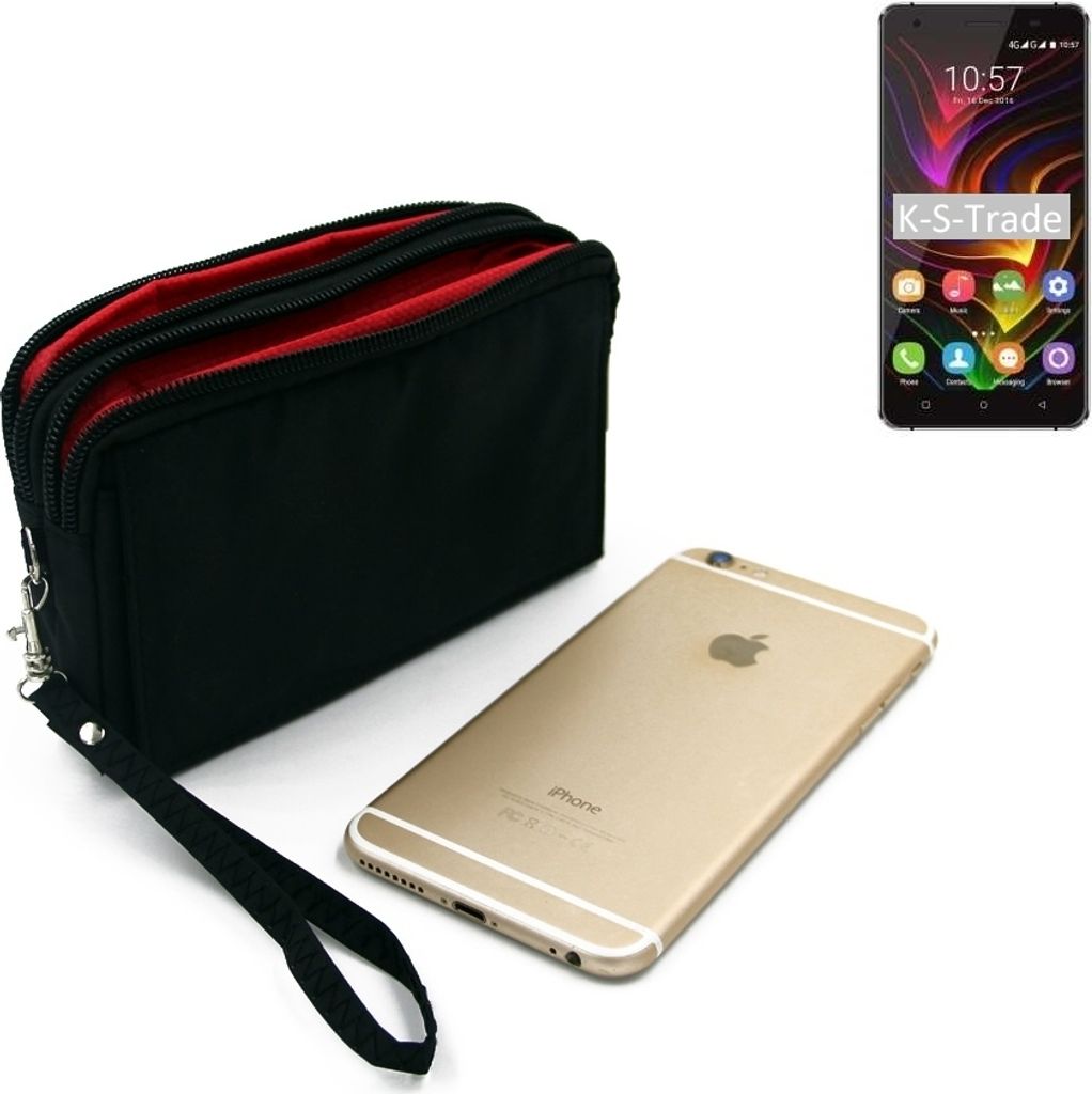 K-S-Trade Schutz Hülle Handy Hülle kompatibel mit Oukitel C5 Pro Gürteltasche Travelbag Handytasche mit Zusatzfächern, schwarz