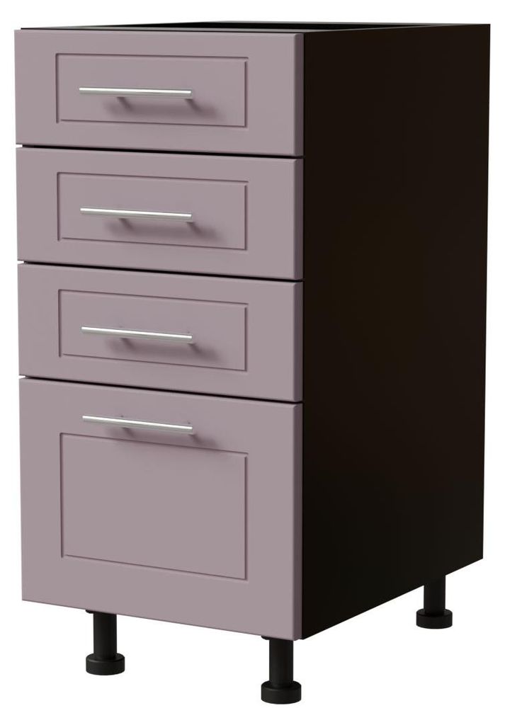 Schubladenunterschrank BARI 40x82cm lackiert Ausführung wählbar BA-D4 - 40,RAL 4009 pastellviolett matt,schwarz,Blum Metabox (Teilauszug)