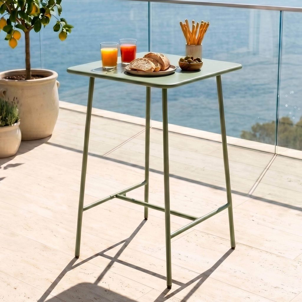 Quadratischer Bartisch aus Stahl in 70 x 70 x 105 cm Grüner Produktbild 