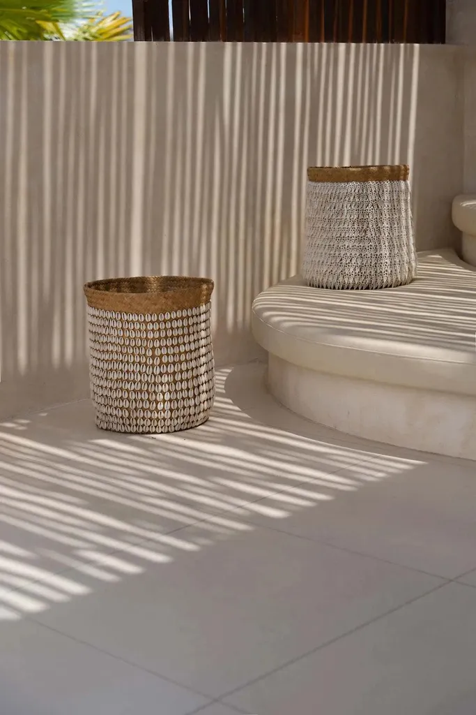 Panier Déco Pandan Marron et Blanc - Solution de Rangement Esthétique - 2