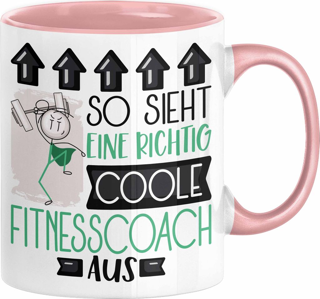 Fitnesscoach Geschenk Tasse Lustig Geschenkidee für Fitnesscoach Geburtstag So Sieht Eine Richtig Coole Fitnesscoach Aus Frauen Spruch (Rosa)
