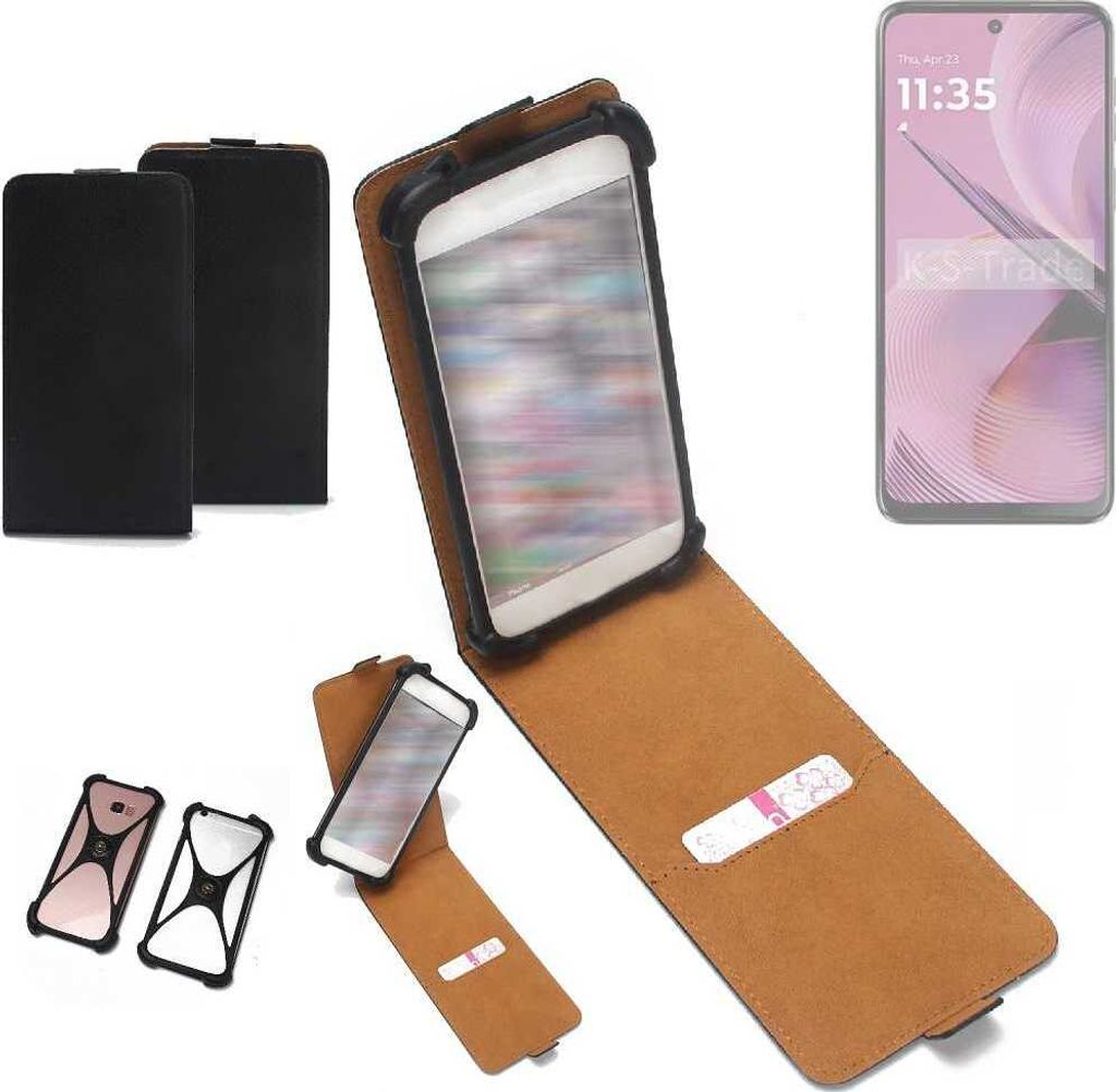 K-S-Trade Handyhülle Schutzhülle kompatibel mit Motorola Moto G55 5G Hülle Case Cover Flip Style Bumper schwarz 1x