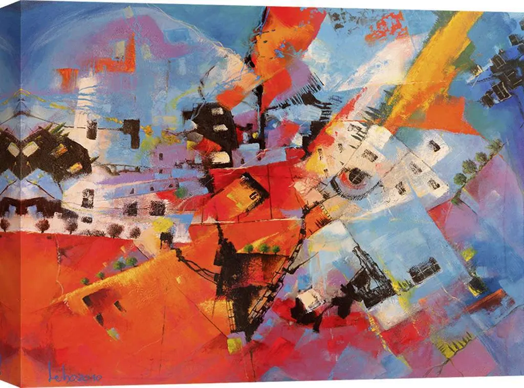 Toile abstraite moderne Tebo Marzari Voyage à Cuba 60x40 cm décorative