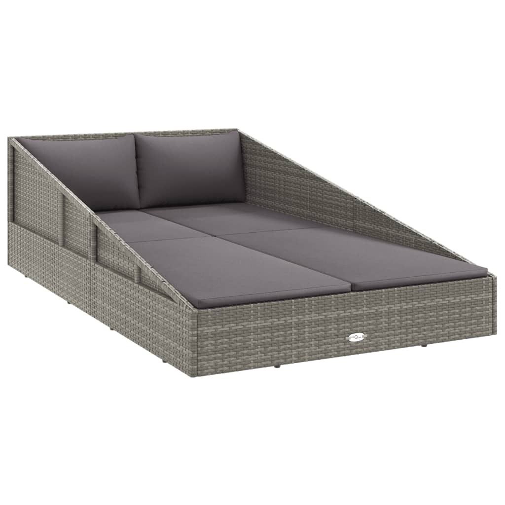 vidaXL Gartenbett Grau 110x200 cm Poly Rattan