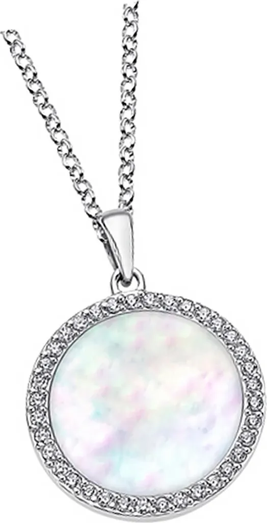 Collier Femme en Argent Sterling 925 Cercle Oxydes de Zirconium Lotus