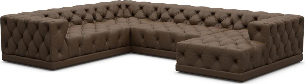 Kunstleder U-Form XXL Wohnlandschaft Meliva Dunkelbraun Rechts
