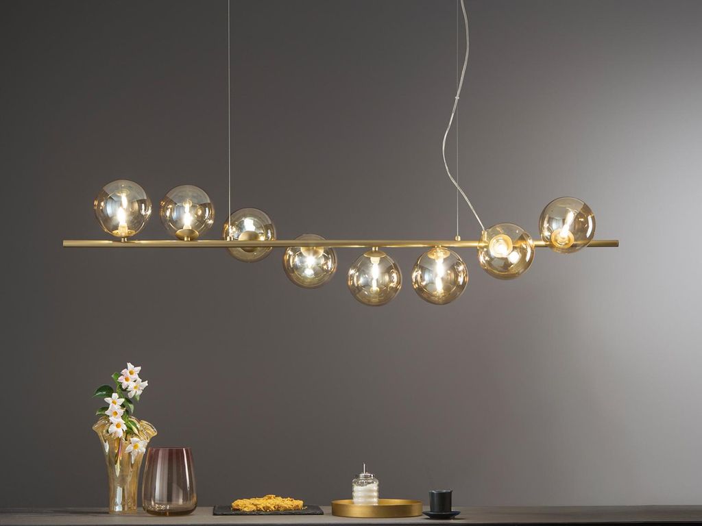Balken Pendelleuchte Honey Gold 8-flammig