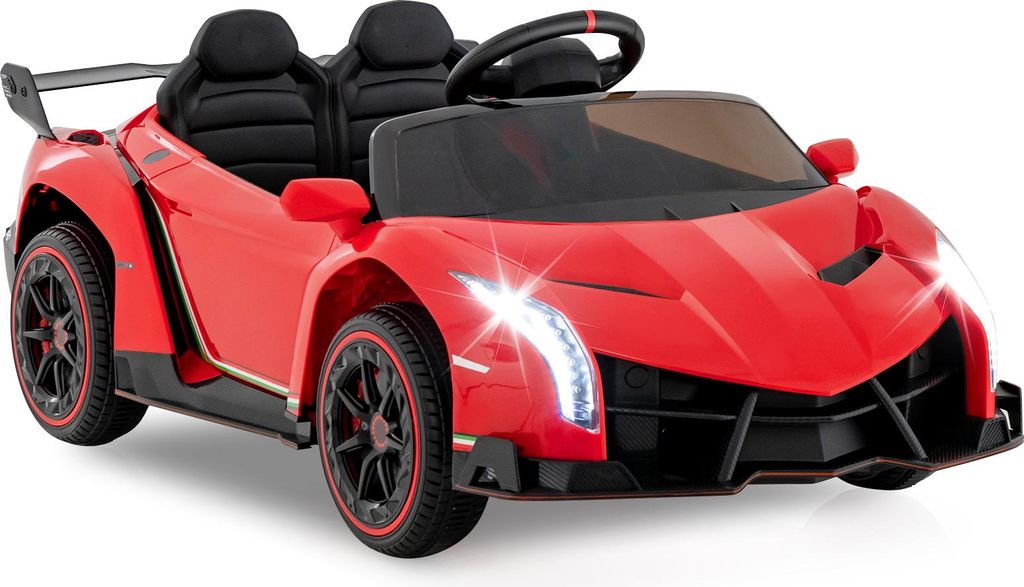COSTWAY Lamborghini Elektroauto, Kinderfahrzeug mit 2,4-G Fernbedienung, LED Scheinwerfer, Hupe & Musik, 3-6 km/h, Kinderauto Elektro für Kinder 3...